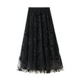 thumbnail image 2 of Womens Tutu Tulle Skirt Elastic High Waist Layered Midi Skirt Floral Lace Embroidery Mesh A-Line Skirt, 2 of 6