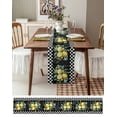 thumbnail image 3 of ERUNPONLY Summer Lemon Table Runner - 48 Inch Long Vintage Black Plaid Blue Spring Floral Cotton and Linen Blended Dress Scarves Farmhouse Table Runner for Kitchen Dining, Coffee Table, 13"x48", 3 of 8