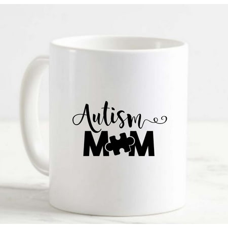 

Coffee Mug Autism Mom Awareness Support Puzzle Piece White Cup Funny Gifts for work office him her