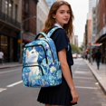 thumbnail image 6 of Kuiaobaty Cat Flower Print Backpack for Teens 17 Inch School Bag Daypack with Cup Holder Cute Girls Backpack Laptop for School, Blue, 6 of 7