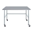 thumbnail image 2 of AmGood 60" Long x 30" Deep Stainless Steel Work Table With Open Base and Wheels | Mobile Metal Table, 2 of 9