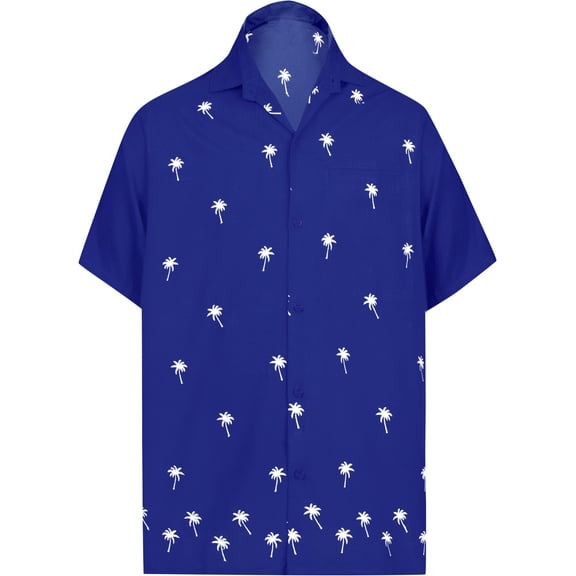 HAPPY BAY Men's Beach Cruise Holidays Shirts Casual Button Down Shirts For Men Summer Vacation Aloha Tops Hawaiian Shirt XS Mary Blue_W823