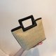 thumbnail image 5 of Bolso Mano Paja para Mujer Tejido Versátil Cuero PU Ocio, 5 of 9