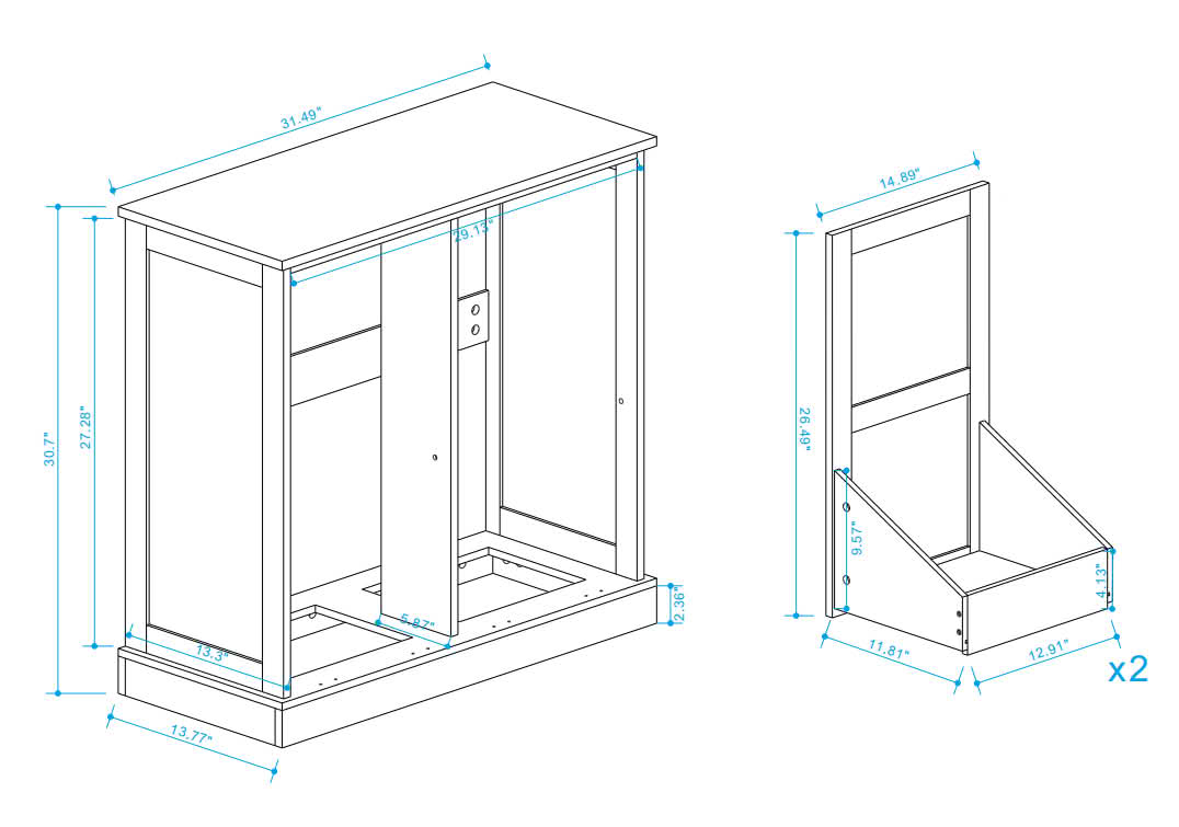 MAYEERTY Two-Compartment Tilt-Out Laundry Sorter Cabinet White