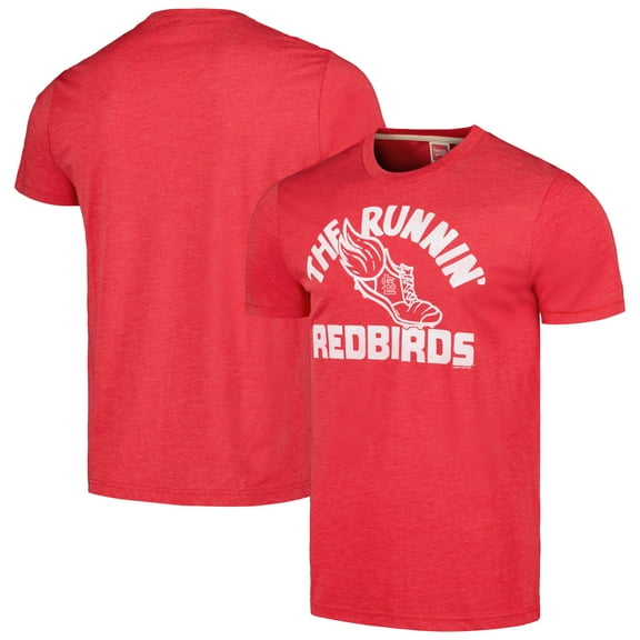 Men's Homage Red St. Louis Cardinals Doodle Collection The Runnin' Redbirds Tri-Blend T-Shirt