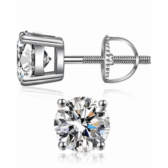 2.22Ct Round Cut Lab Created Diamond Stud Solitaire Earrings 14K White Gold Plated Silver