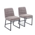 thumbnail image 2 of Dining Chairs Set of 2, PU Leather/Linen Dining Room Chairs, Armless Upholstered Kitchen Chair with Metal Legs, 2 of 9