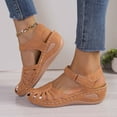 thumbnail image 7 of Womens Sandals Summer New Large Size Daily Hollow Bun Midheel Paste Women's Wedge Sandals, 7 of 7