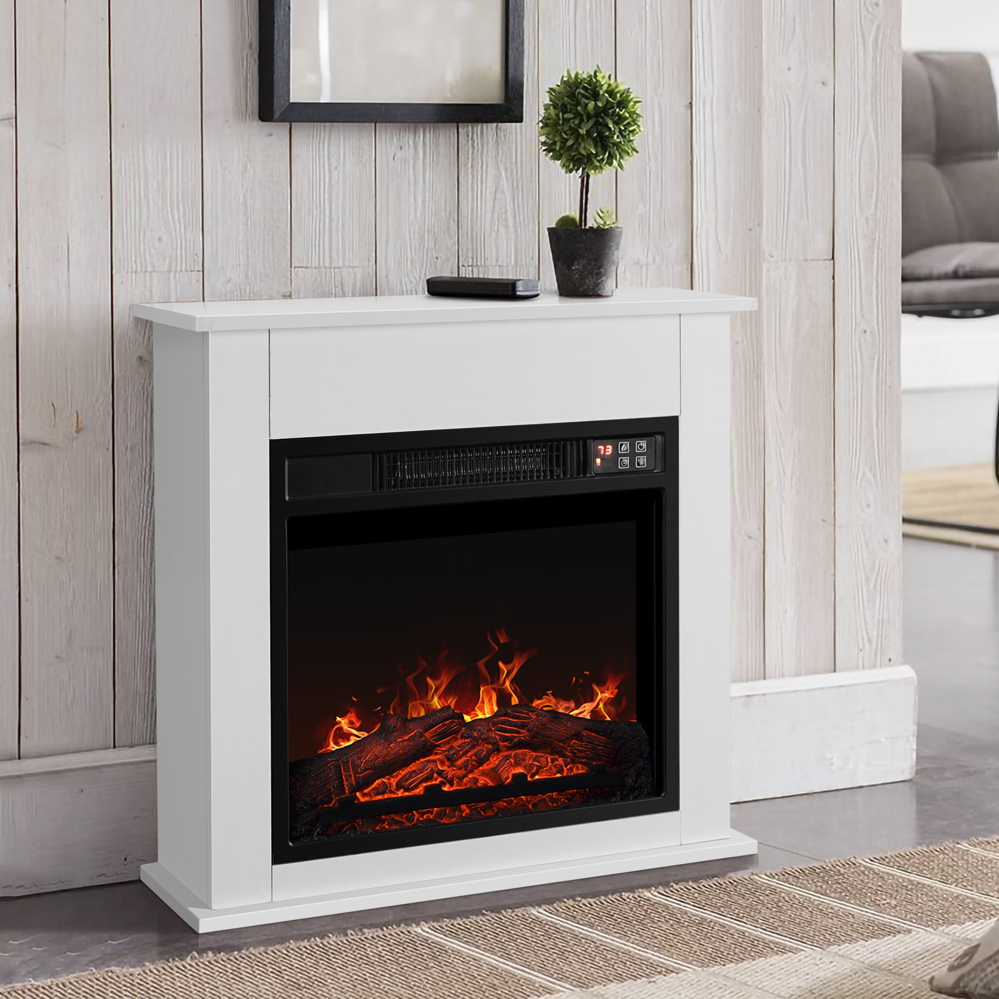 BELLEZE 25 Deluxe 1400W Electric Fireplace Mantel Heater Insert  Freestanding Portable Stove with Remote Control, White - Walmart.com