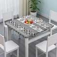 thumbnail image 3 of Black and White Geometric Boho Pattern Square Fitted Tablecloth with Elastic Edge,Square Table Cover,Washable Elastic Table Cover for Home Kitchen Party Decor 36"x36", 3 of 6