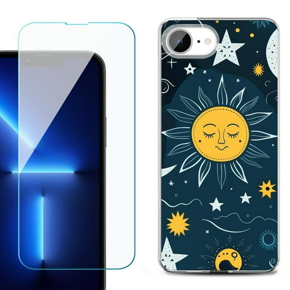 For For iPhone 16e Phone Case Cover, Shockproof Case with Tempered Glass Screen Protector, by OneToughShield - Sun N Star