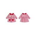 thumbnail image 2 of BemeyourBBs Toddler Baby Girl Valentines Day Red Dress Outfit Bow Heart Letter Embroidery Doll Collar Long Sleeves A Line Spring Dress, 2 of 9