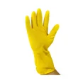 thumbnail image 2 of [12 pares] Guantes de goma extra grandes para usos múltiples y resistentes para lavar platos - 11 pulgadas con forro flocado amarillo - Limpieza del hogar y la cocina - Mediano, 2 of 6