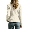 thumbnail image 5 of Sorvello Women’s Short Faux Suede Jacket Tailored Fit Notch Lapel Button Closure Structured Coat White M, 5 of 6