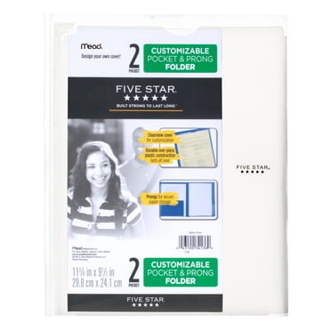 Five Star Customizable Pocket and Prong Plastic Folder White - Pocket And Prong