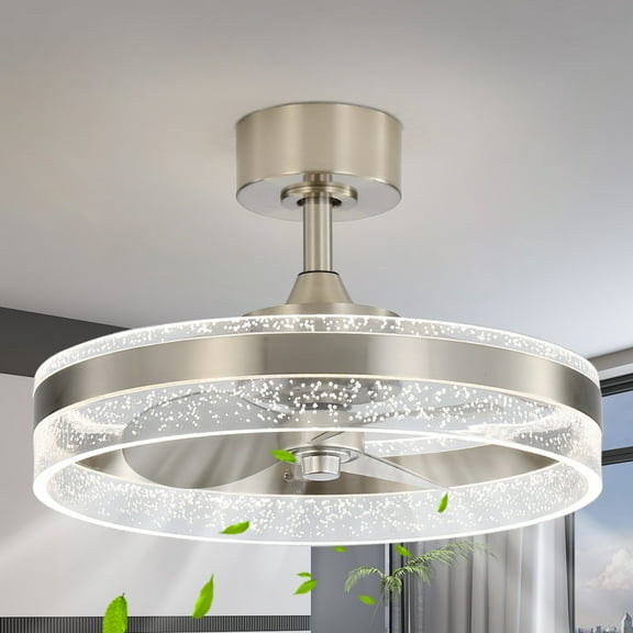 Sofucor 20" Ceiling Fan with Light - 3 Colors Lighting, 6 Wind Speeds, Remote Control&APP, Modern Dimmable LED, Smart Ceiling Fan for Bedroom(Nickel)