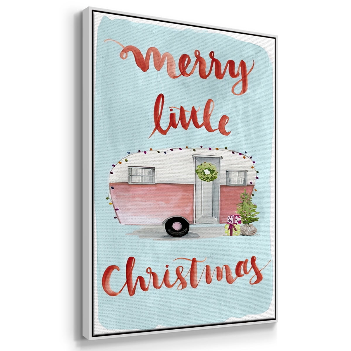 Christmas Cars Collection B - Framed Gallery Wrapped Holiday Canvas - 27 x 41 - White Frame