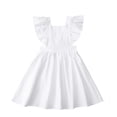 thumbnail image 6 of hengsof Cute Solid Color Summer Dress for Girls Stylish Ruffled Sleeve Casual Dress Versatile Everyday Children's Dress Ages 1-7, 6 of 7