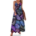 thumbnail image 1 of Vestido de hojas verdes con piñas de Navidad, vestido largo sexy con tirantes, estilo callejero, vestidos largos informales, vestidos de primavera con cuello en V y gran tamaño, 1 of 7