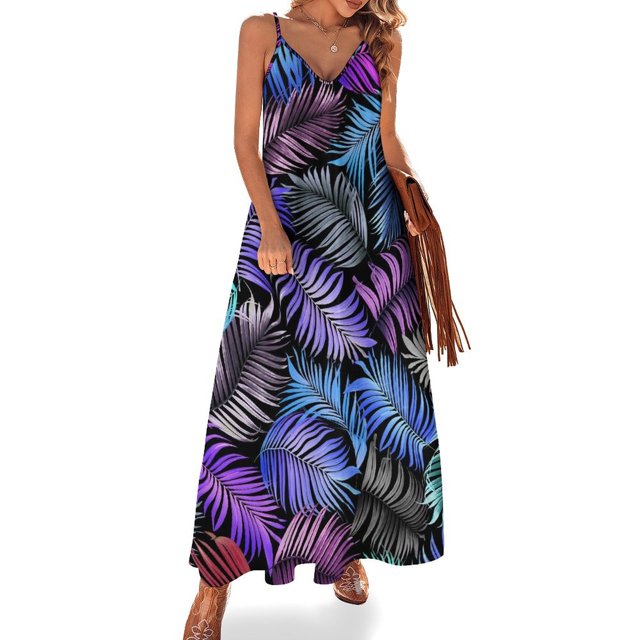 Vestido de hojas verdes con piñas de Navidad, vestido largo sexy con tirantes, estilo callejero, vestidos largos informales, vestidos de primavera con cuello en V y gran tamaño