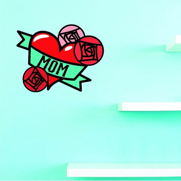 Custom Decals Mom Heart And Flowers Wall Art Size: 18 X 18 Inches Color: Multi