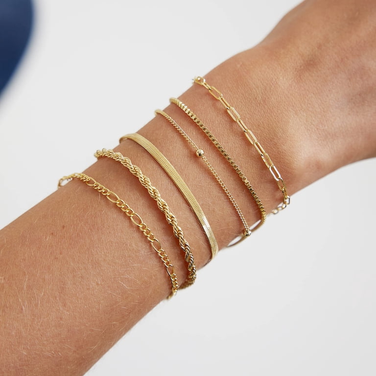 GOSFRY 6-Piece Gold Plated Stackable Bracelet Set photo 3