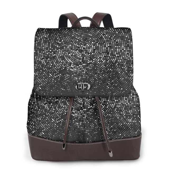 Balery Black And White Dotted Mochila de Cuero para Mujeres, Gran Capacidad, Bolsa de Viaje Multifuncional, Mochila de Cuero y Bolsa de Hombro para Mujeres
