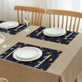thumbnail image 3 of DarkBlue Dinosaurs in Space Pattern Summer Placemats Table Placemats Set Of 4-Linen Kitchen Washable Placemats Table Mats 11.8"x17.7" Non-Slip Heat Resistant, 3 of 6