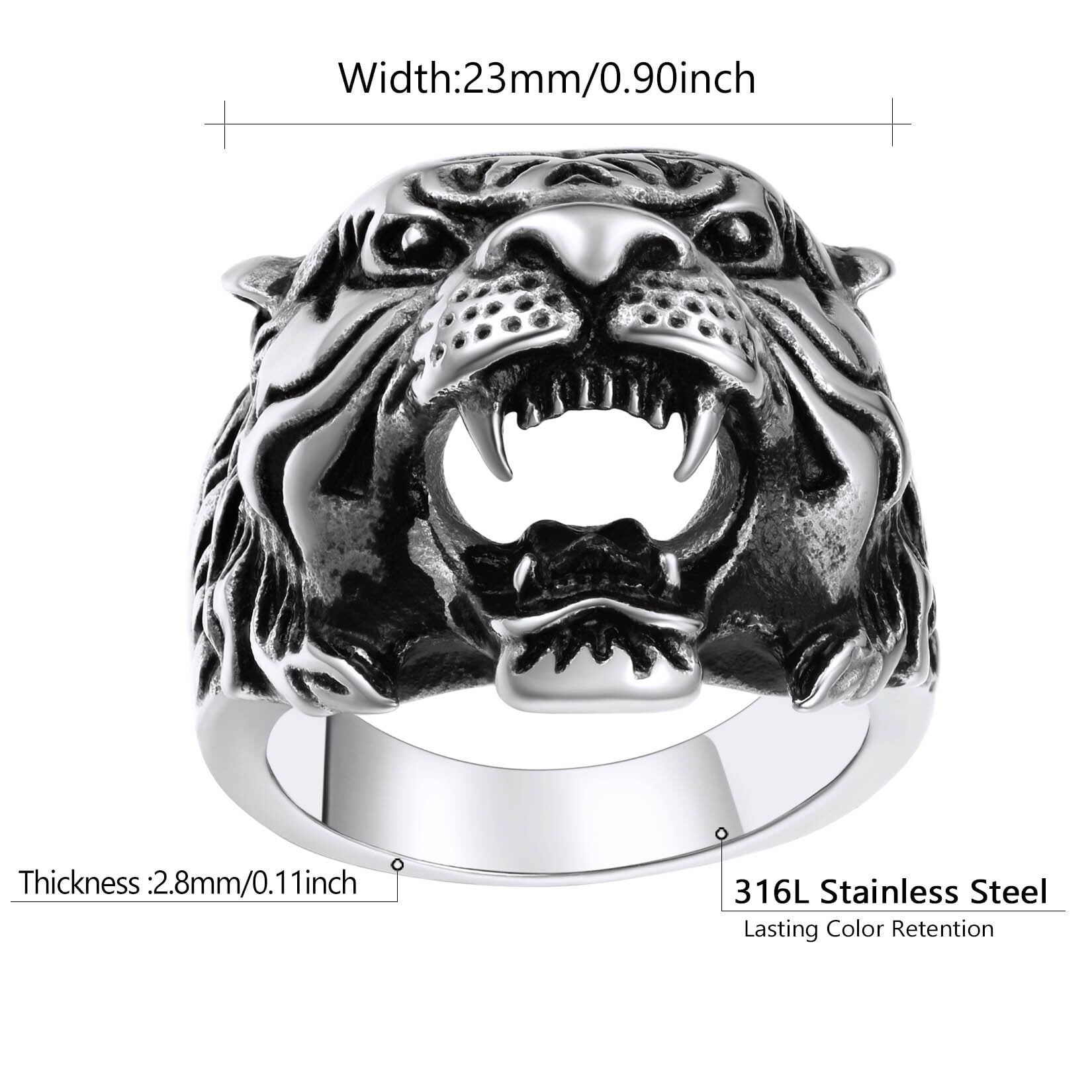 ChainsProMax Stainless Steel Thumb Ring Size 12 Mens Tiger
