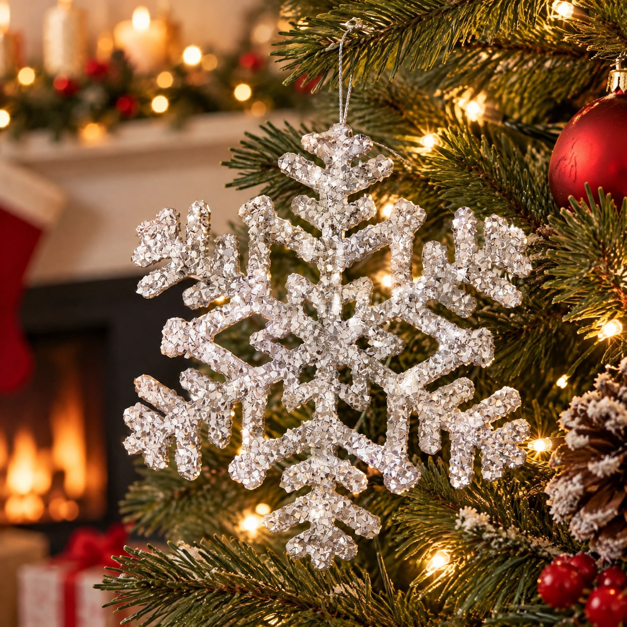 Silver Jumbo Snowflake Christmas Ornament, 14", by Holiday Time