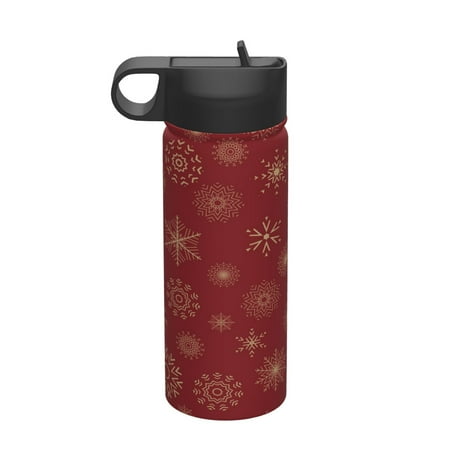 

18 Oz Insulated Sports Bottle Outdoor Sports Gym Handheld Portable Casual Stainless Steel Water Bottle Straw With Lid Various Shapes Of Snowflakes