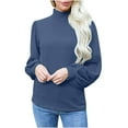 thumbnail image 1 of KIHOUT Spring Winter Womens Tops Blouse Long Sleeve High Collared T-shirts Solid Color Casual Loose Sweatshirt Tops, 1 of 7