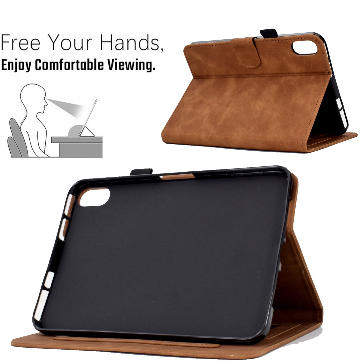 Dteck for iPad 10th Generation Case 2022, iPad 10 th Gen 10.9 inch Protective Cover with Pencil Holder, Multi-Angle Viewing Stand, Card Slots, Folio Leather Cases with Embossed Butterfly,Brown