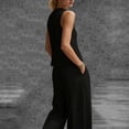 thumbnail image 7 of Besolor Womens Summer Outfits 2 Piece Set V Neck Sleeveless Button Tank Tops Wide Leg Pants with Pocket Beach Dresses Vacation Sets(Small,Black), 7 of 7