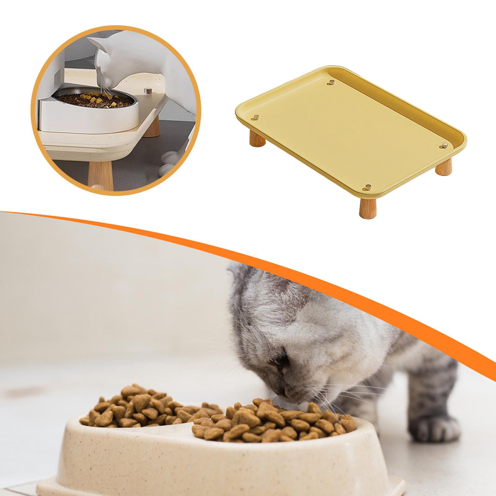 CarpNettore Cat Bowl Stand Elevated Holder Washable Protect Neck Raised Pet Feeder Stand Yellow
