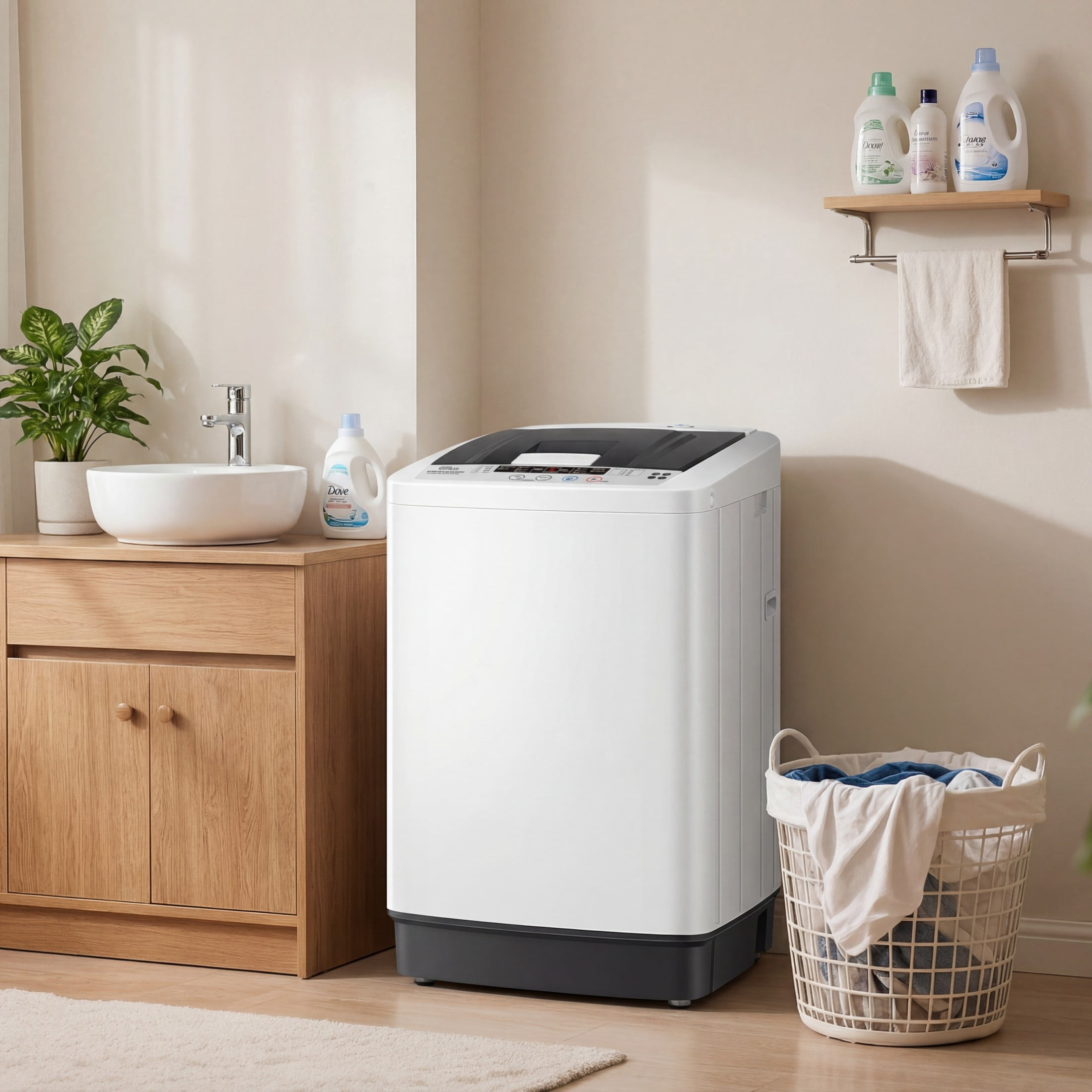 Adnoom Portable Washing Machine, 15.6lbs Dryer & Washer Combo, 10 Programs 8 Water Level Fully Automatic Washing Machine for Dorm, Apartments, Home