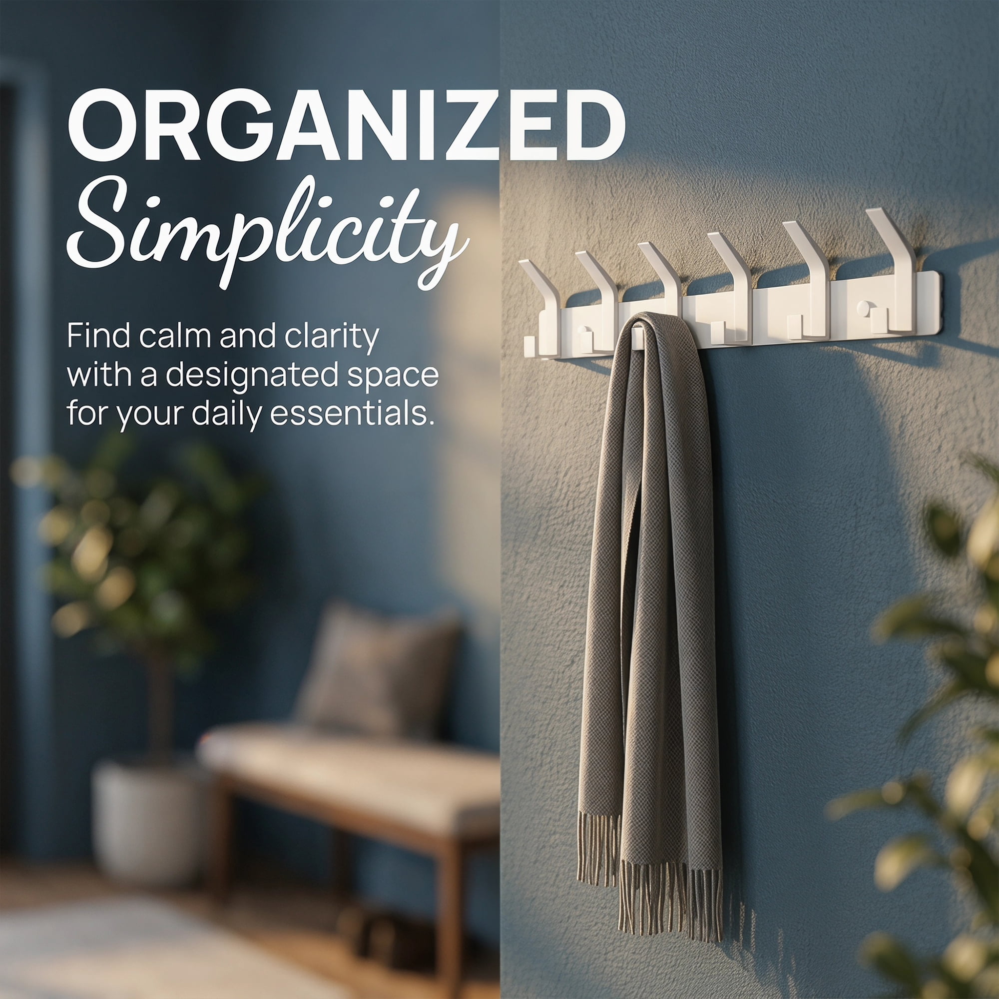 Unique Bargains Coat Rack Wall Mount Metal Hook for Bathroom and Bedroom White 6 Hooks