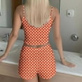thumbnail image 4 of Aobny 2 Piece Women's Pajamas Valentine's Jammies Sets Orange Sleeveless Shorts Night Shirts for Women Sleepwear,M, 4 of 7