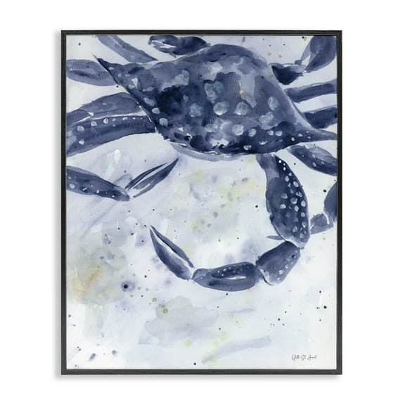 Stupell Industries Swimming Blue Crab Animals & Insects Painting Black Framed Art Print Wall Art, 11 x 14