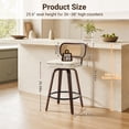 thumbnail image 2 of LEGAHOME Swivel Bar Stools Set of 3, 26” Upholstered Counter Height Bar Stools with Rattan Back and Wood Legs, Mid-Century Modern Barstools for Kitchen Island, 300 lbs, Walnut + Beige, 2 of 11