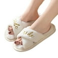 thumbnail image 3 of KEGIRLOM Wedding Bridesmaids Groomsmen Slippers Home Slippers Slippers Non Disposable Party Keep Warm Home Shoes White Size 5.5-6, 3 of 9