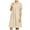 Beige, variant on QUYUON Women’s Linen Shirt Dress Summer Casual Solid Color Short Sleeve V Neck Collar T Shirts Mini Dress Loose Fit Cotton Linen Dress T-Shirt Beach Sundress