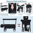 thumbnail image 7 of Collapsible Folding Wagon Portable Beach Wagon Utility Shopping Cart Heavy Duty Garden Cart Lounge Wagon Grocery Cart with Removable Canopy for Grocery, Garden, Beach, Sport, Shop, Camping, Black, 7 of 7