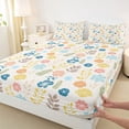 thumbnail image 3 of Homewish Chic Flowers 4 Pieces Queen Sheet Sets For Kids Teens Female Girls,Spring Garden Ultra Soft Flat Sheet,Colorful Floral Leaves Queen Fitted Sheet,Lightweight Room Decor, 3 of 7