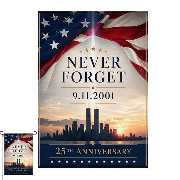 OADUKQ 9 11 Memorial Garden Flag, Double Sided Peach Skin Velvet, Outdoor Yard Display and September 11, C Design, 12x18 in