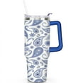 thumbnail image 2 of 40 oz Tumbler Paisley Design with Handle Stainless Steel Travel Coffee Mug SpillProof Travel Cups Car Cup Holder Friendly for Travel Commuting, 2 of 7