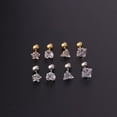 thumbnail image 3 of Pendientes de acero inoxidable con forma de triángulo amoroso y circonita cuadrada de cinco puntas de 3 mm a 5 mm, varilla fina de 20 g, con forma de bola giratoria y hueso de oreja para, 3 of 5