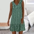 thumbnail image 2 of Uaswgudfs Sleeveless V-Neck Floral Print Midi Dress - Casual Summer Dresses for Women 2025 with Lightweight Breathable Fabric Green M, 2 of 6