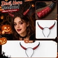 thumbnail image 2 of Halloween Horn Headband, Curved Ram Goat Style Hair Hoop with Sculpted Texture, Fantasy Costume for Cosplay Party Carnival (Red), 2 of 4