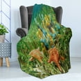 thumbnail image 4 of Starfish Soft Flannel Fleece Blanket, Underwater Marine Life with Colorful Sponges and Starfish Surrounded by Seagrass, Cozy Plush for Indoor and Outdoor Use, 50" x 60", Multicolor, by Ambesonne, 4 of 5